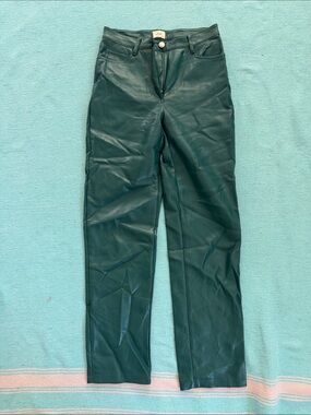 Wilfred Leather Straight-Leg Pants in Dark Teal 0